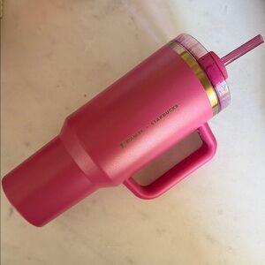 Stanley Pink Tumbler with Handle and Straw